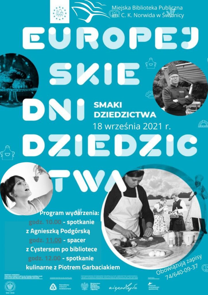 Program wydarzenia godz. 10.00 - spotkanie z Agnieszką Podgórską godz. 11.00 - spacer z Cystersem po bibliotece godz. 12.00 - spotkanie kulinarne z Piotrem Garbaciakiem