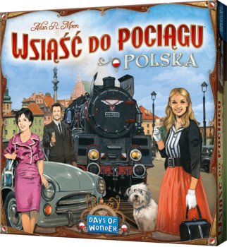 okładka gry planszowej pod tytułem Wsiąść do pociągu. Polska